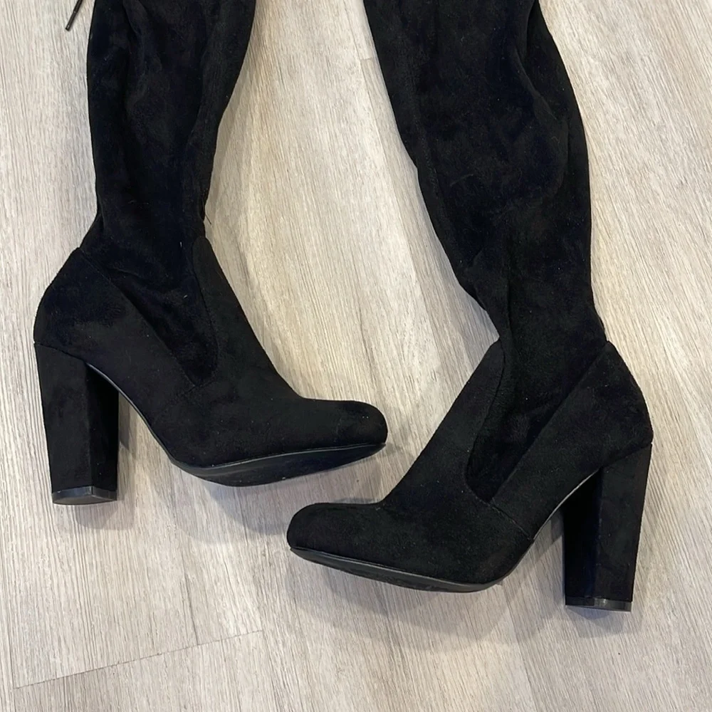 Fashion Nova Sexy Black Over-the-Knee Boots Size 7.5